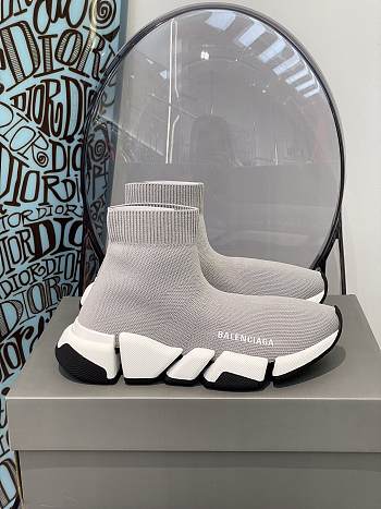Balenciaga Speed 2.0 Recycled Knit Trainers Grey/Black/White