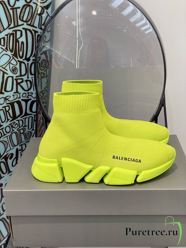 Balenciaga Speed 2.0 Recycled Knit Trainers Neon Yellow - 1