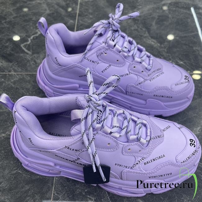 Balenciaga Triple S Trainers Allover Logo In Purple - 1