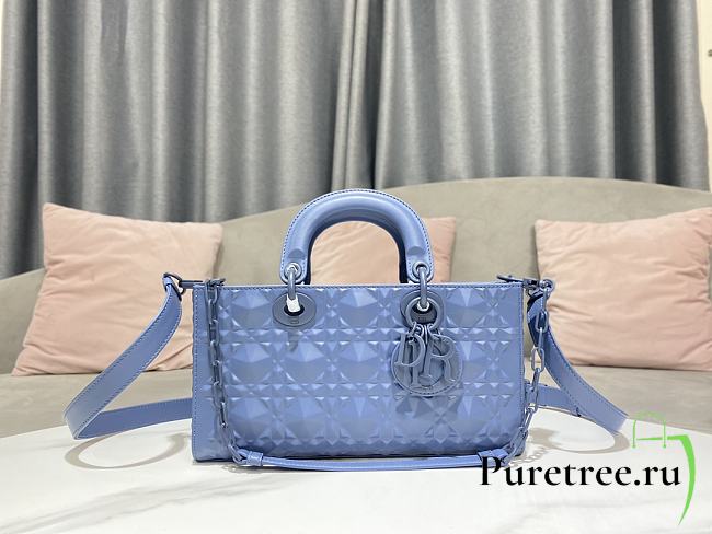 DIOR Lady D-Joy Bag Cloud Blue Calfskin Diamond Motif - 26 x 13.5 x 5cm - 1