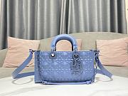 DIOR Lady D-Joy Bag Cloud Blue Calfskin Diamond Motif - 26 x 13.5 x 5cm - 1