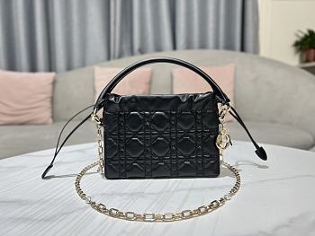Lady Dior Top Handle Drawstring Mini Bag Black 19x13x5 cm