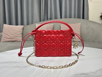 Lady Dior Top Handle Drawstring Mini Bag Scarlet Red 19x13x5 cm