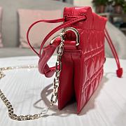 Lady Dior Top Handle Drawstring Mini Bag Scarlet Red 19x13x5 cm - 4