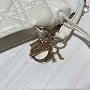 Lady Dior Top Handle Drawstring Mini Bag Latte 19x13x5 cm - 3