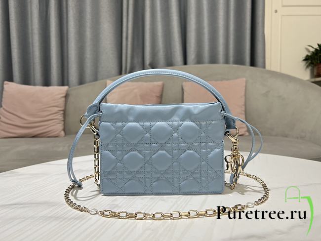 Lady Dior Top Handle Drawstring Mini Bag Cloud Blue 19x13x5 cm - 1