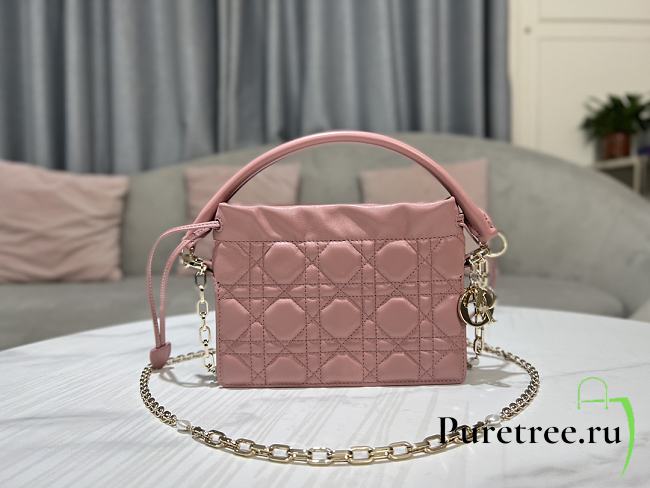 Lady Dior Top Handle Drawstring Mini Bag Pink 19x13x5 cm - 1