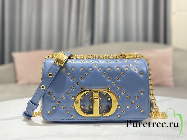 Dior Caro Small Bag Cloud Blue Lucky Star Cannage Lambskin size 20x12x7 cm - 1