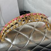 Chanel Mini Flap Bag With Top Handle Silver Metallic Lambskin 20x14x7.5 cm - 2