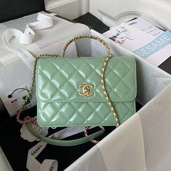 Chanel Small Flap Bag With Top Handle Mint Green Lambskin 22x16x9 cm