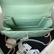 Chanel Small Flap Bag With Top Handle Mint Green Lambskin 22x16x9 cm - 6