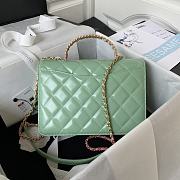 Chanel Small Flap Bag With Top Handle Mint Green Lambskin 22x16x9 cm - 3