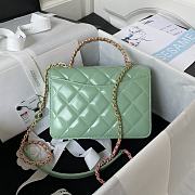 Chanel Mini Flap Bag With Top Handle Mint Green Lambskin 20x14x7.5 cm - 3