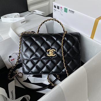 Chanel Small Flap Bag With Top Handle Black Lambskin 22x16x9 cm