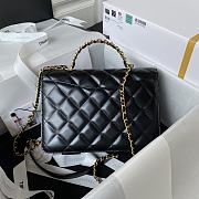 Chanel Small Flap Bag With Top Handle Black Lambskin 22x16x9 cm - 5