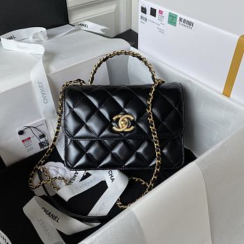 Chanel Mini Flap Bag With Top Handle Black Lambskin 20x14x7.5 cm
