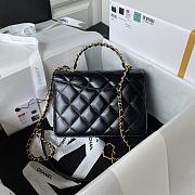 Chanel Mini Flap Bag With Top Handle Black Lambskin 20x14x7.5 cm - 6