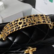 Chanel Mini Flap Bag With Top Handle Black Lambskin 20x14x7.5 cm - 3