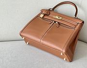 Hermes Kelly Lakis Bag Brown Swift Leather Gold Hardware 32x23x10.5 cm - 2