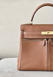 Hermes Kelly Lakis Bag Brown Swift Leather Gold Hardware 32x23x10.5 cm - 5