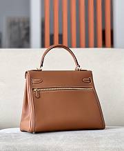 Hermes Kelly Lakis Bag Brown Swift Leather Gold Hardware 32x23x10.5 cm - 6