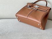 Hermes Kelly Lakis Bag Brown Swift Leather Silver Hardware 32x23x10.5 cm - 4