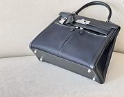 Hermes Kelly Lakis Bag Black Swift Leather Silver Hardware 32x23x10.5 cm - 3