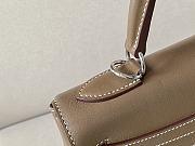 Hermes Kelly Lakis Bag Taupe Swift Leather Silver Hardware 32x23x10.5 cm - 6