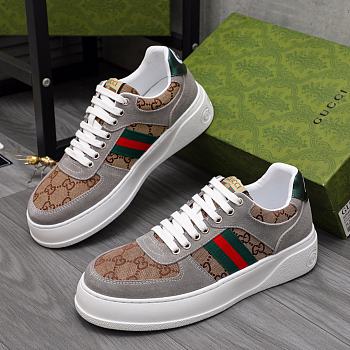 Gucci Screener Sneaker Beige/Ebony GG Supreme Canvas & Gray Leather