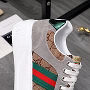 Gucci Screener Sneaker Beige/Ebony GG Supreme Canvas & Gray Leather - 3