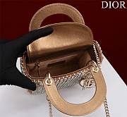 Dior Mini Lady Bag Square-Pattern Embroidery Set with Strass and White Round Beads - 6
