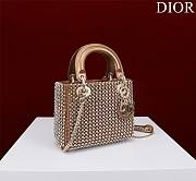 Dior Mini Lady Bag Square-Pattern Embroidery Set with Strass and White Round Beads - 5