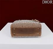 Dior Mini Lady Bag Square-Pattern Embroidery Set with Strass and White Round Beads - 4