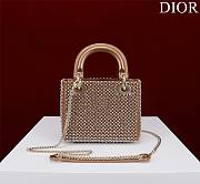 Dior Mini Lady Bag Square-Pattern Embroidery Set with Strass and White Round Beads - 2