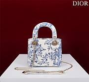 Dior Mini Lady Bag White/Blue Bead-Embroidered Jardin D'hiver Motif - 5