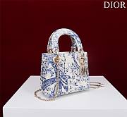 Dior Mini Lady Bag White/Blue Bead-Embroidered Jardin D'hiver Motif - 4
