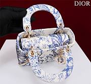 Dior Mini Lady Bag White/Blue Bead-Embroidered Jardin D'hiver Motif - 3