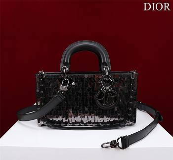 Dior Medium Lady D-Joy Bag Black Cannage Lambskin & Sequinned