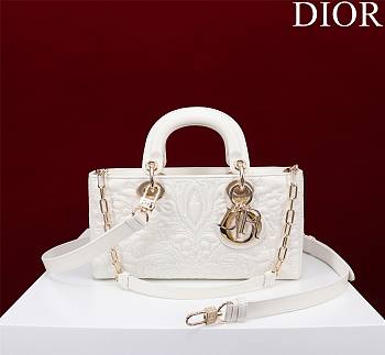 Dior Medium Lady D-Joy Bag Latte Lambskin with Ornamental Motif