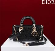 Dior Medium Lady D-Joy Bag Black Lambskin with Ornamental Motif - 1