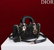 Dior Medium Lady D-Joy Bag Black Lambskin with Ornamental Motif - 4