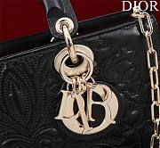 Dior Medium Lady D-Joy Bag Black Lambskin with Ornamental Motif - 3