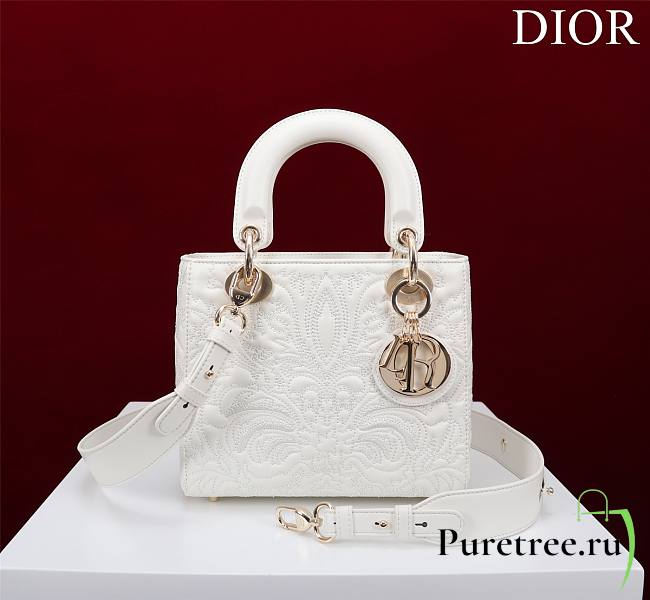 Dior Small Lady My Abcdior Bag Latte Lambskin with Ornamental Motif - 1