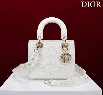 Dior Small Lady My Abcdior Bag Latte Lambskin with Ornamental Motif