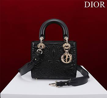 Dior Small Lady My Abcdior Bag Black Lambskin with Ornamental Motif