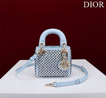 Dior Micro Lady Bag Horizon Blue Embroidered with Multicolor Sequins