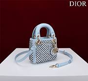 Dior Micro Lady Bag Horizon Blue Embroidered with Multicolor Sequins - 5