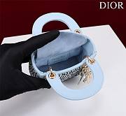 Dior Micro Lady Bag Horizon Blue Embroidered with Multicolor Sequins - 6