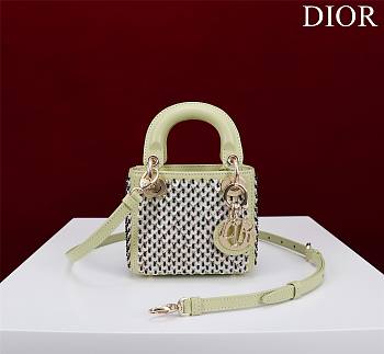 Dior Micro Lady Bag Avocado Green Embroidered with Multicolor Sequins
