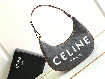 Celine Ava Bag In Textile With Celine & Calfskin Grey/Beige